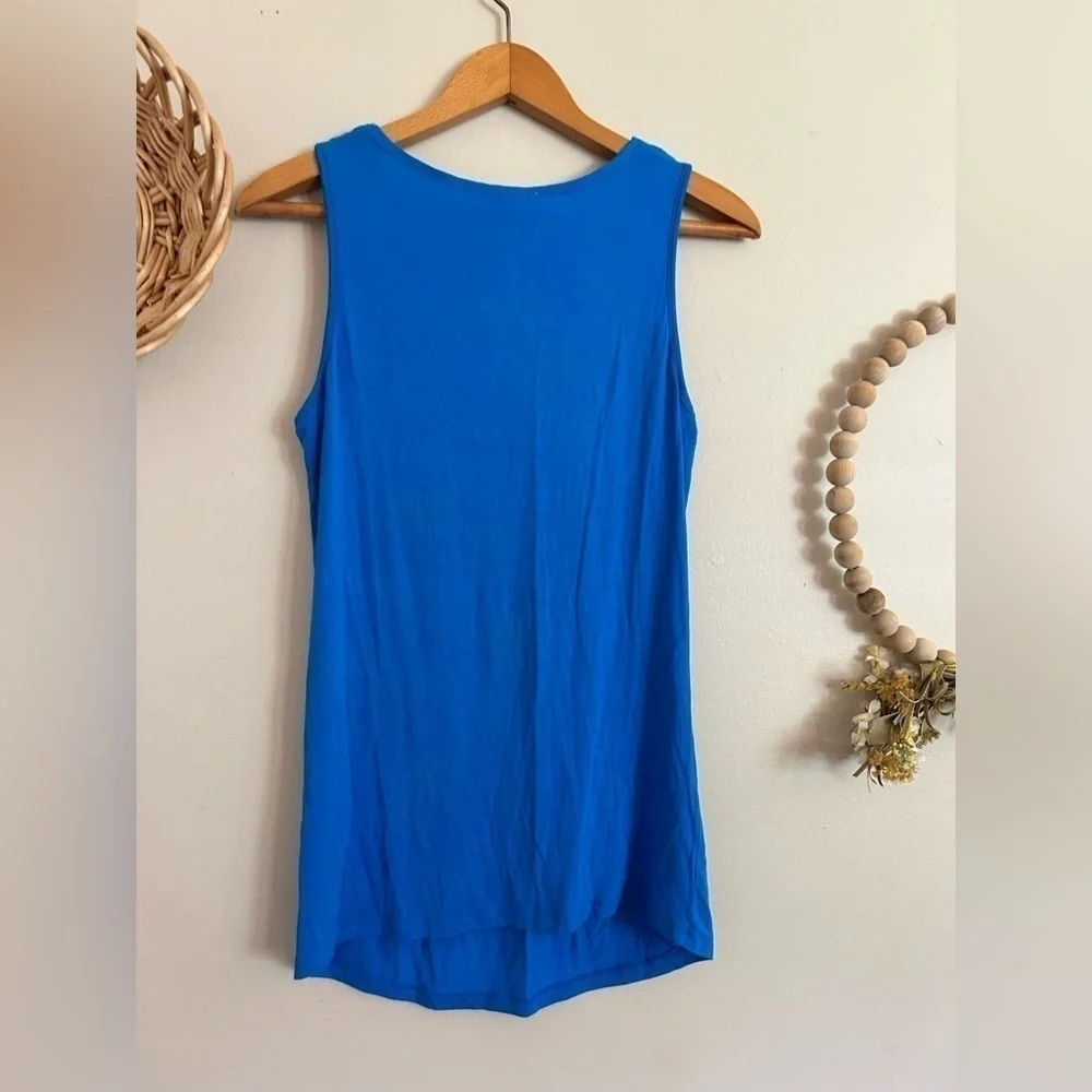 VTG Y2k CACHÉ micro S Smocked neck Tank Top‎ Blouse Blue Babydoll Gilmore girl